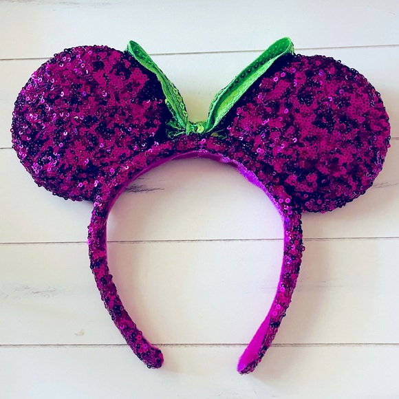 ✨ Disney Parks Sequence Purple Green Bow Minnie Mickey Ears ✨ - Picture 2 of 4